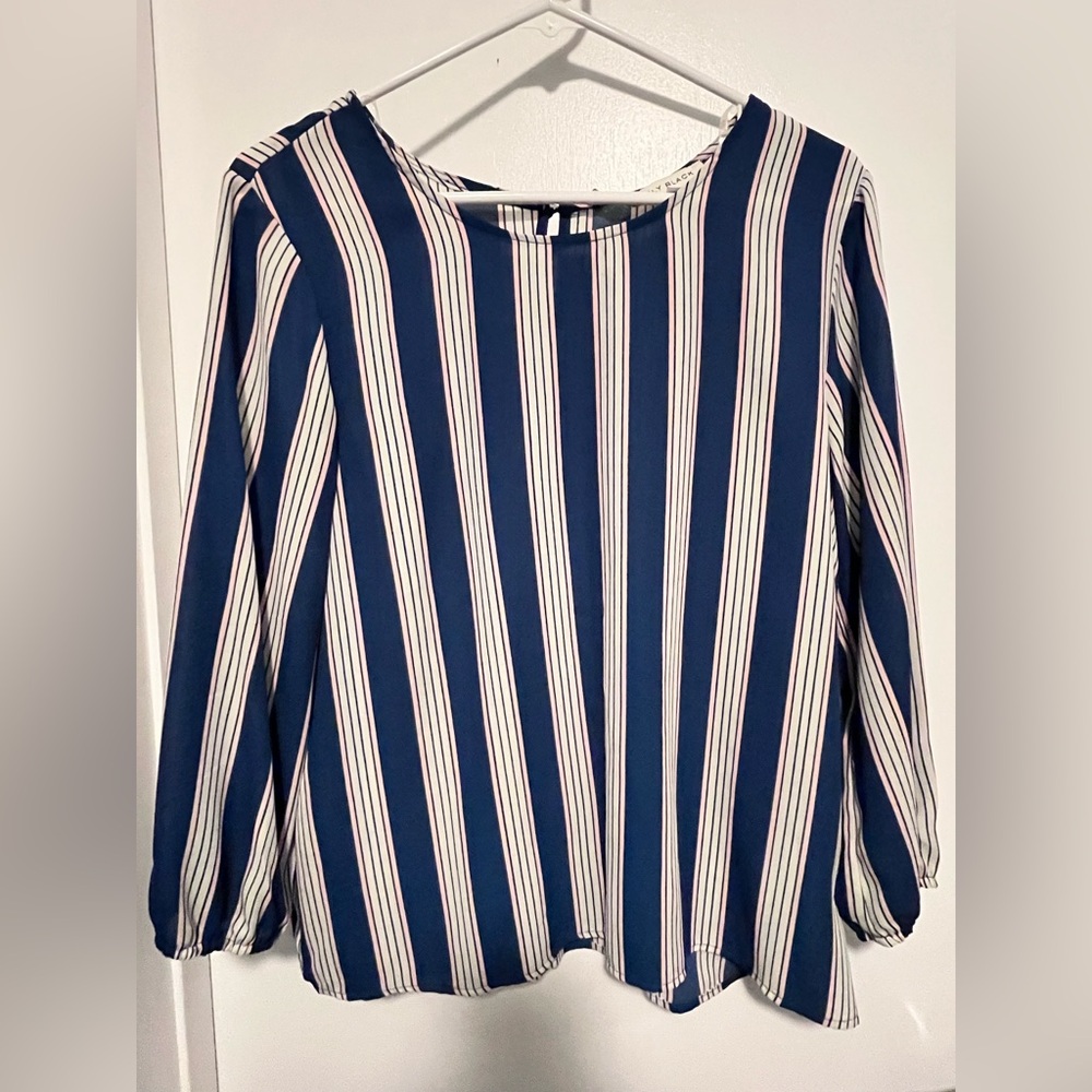 Striped Blue and White Women's Blouse